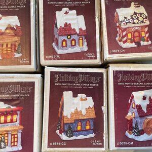 (6) Vintage Holiday Village (from the 80's) JSNY Taiwan Hand Painted